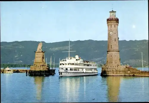 Ak Lindau am Bodensee Schwaben, Seepartie, Turm, MS Allgäu