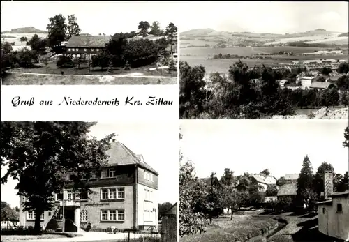 Ak Niederoderwitz Oderwitz in der Oberlausitz, Ortspartie, Ortspanorama, Häuserpartie