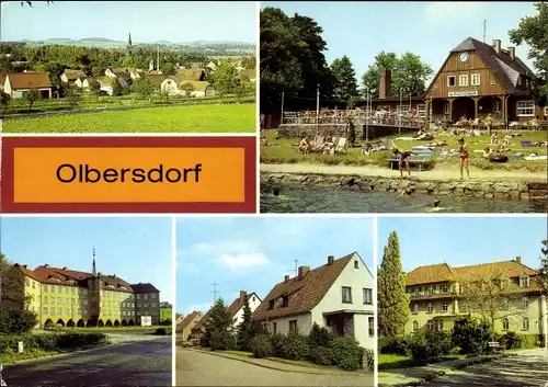 Ak Olbersdorf in Sachsen, Freibad, Polytechnische Oberschule, Rudolf Harbig Straße, Feierabendheim