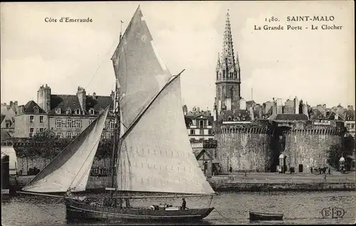 Ak Saint Malo Ille et Vilaine Bretagne, La Grande Porte, Le Clocher