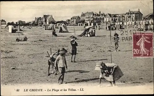 Ak Le Crotoy Somme, La Plage et les Villas