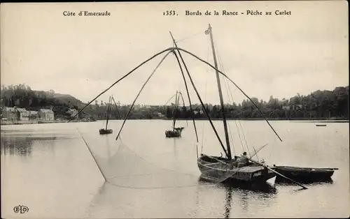 Ak Saint Hubert Yvelines, Bords de la Rance, Peche au Carlet