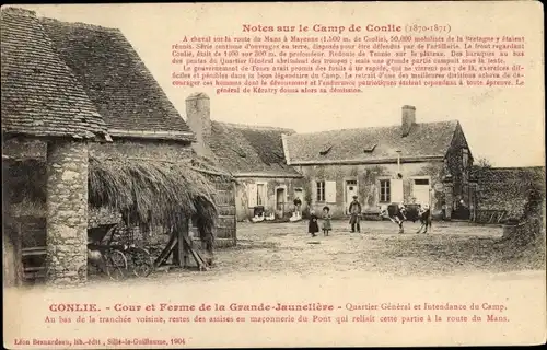 Ak Conlie Sarthe, Cour et Ferme de la Grande Jauneliere, Quartier General et Intendance du Camp