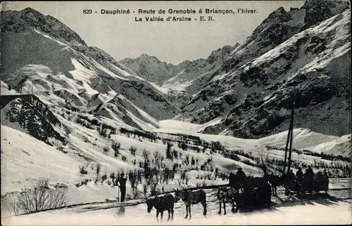 Ak Grenoble Isère, Dauphiné, Route de Grenoble a Briancon, La Vallée d'Arsine