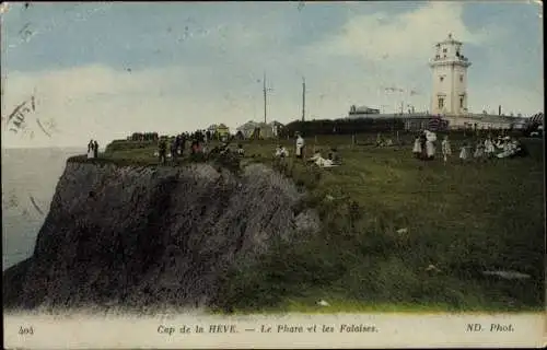 Ak Le Havre Seine Maritime, Cap de la Hève, Le Phare et les Falaises