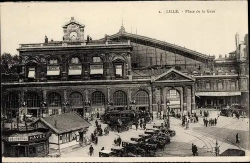 Ak Lille Nord, Place de la Gare, Autos