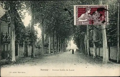 Ak Bernay Eure, Avenue Lottin de Laval