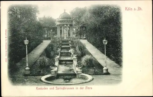 Ak Köln am Rhein, Kaskaden und Springbrunnen in der Flora