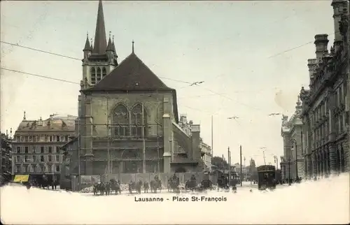 Ak Lausanne Kanton Waadt, Place St. Francois
