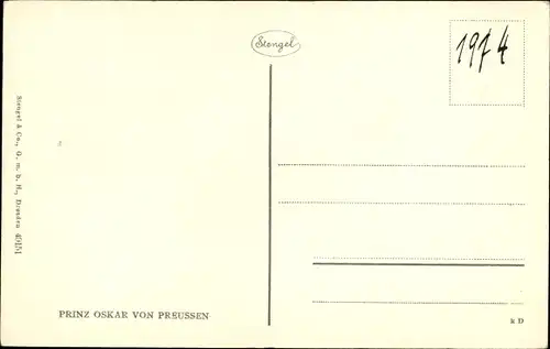 Künstler Ak Oskar Prinz von Preußen, Portrait, Stengel 49151