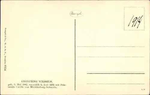 Künstler Ak Kronprinz Wilhelm von Preußen, Portrait