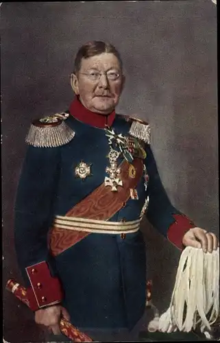 Ak Generalfeldmarschall Colmar von der Goltz, Uniform, Orden, Marschallstab