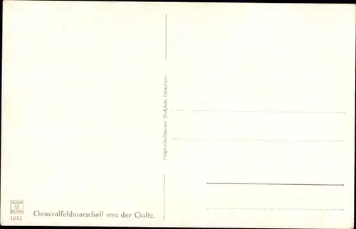 Ak Generalfeldmarschall Colmar von der Goltz, Uniform, Orden, Marschallstab