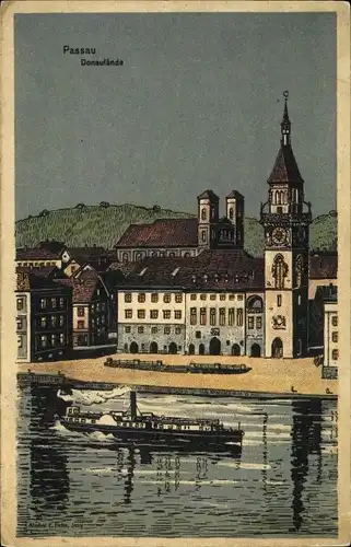 Künstler Ak Felle, Eugen, Passau in Niederbayern, Donaulände