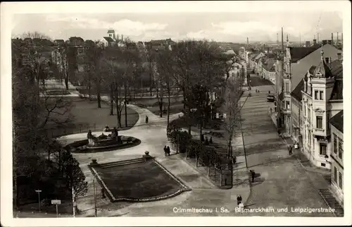 Ak Crimmitschau in Sachsen, Bismarckhain, Leipziger Straße