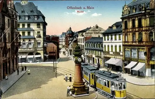 Ak Offenbach am Main Hessen, Marktplatz, Straßenbahn Linie 16, Kaufmann's Schuhhaus