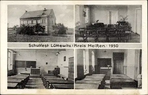 Ak Lüttewitz Döbeln in Sachsen, Schulfest 1950, Schule, Klassenraum