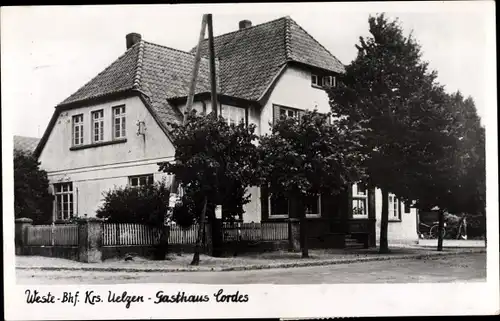 Ak Weste in der Lüneburger Heide, Bahnhof, Gasthaus Cordes