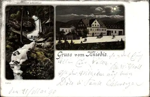 Mondschein Litho Kniebis Freudenstadt im Schwarzwald, Sankenbacher Wasserfälle