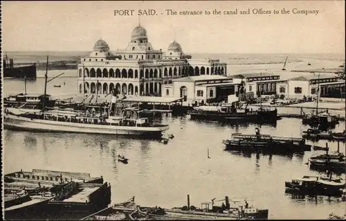 Ak Port Said Ägypten, Entrance of the Canal and Office of the Suez Canal Company