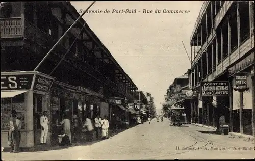 Ak Port Said Ägypten, Rue du Commerce