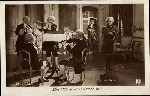 Ak Schauspieler Otto Gebühr, FIlmszene, Die Mühle von Sanssouci, Musiker