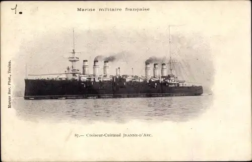 Ak Französisches Kriegsschiff, Croiseur Cuirasse Jeanne d'Arc