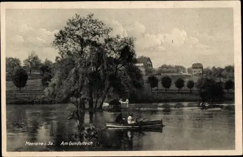Ak Meerane in Sachsen, Am Gondelteich, Ruderboote