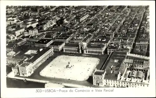Ak Lisboa Lissabon Portugal, Praca do Comercio e Vista Parcial