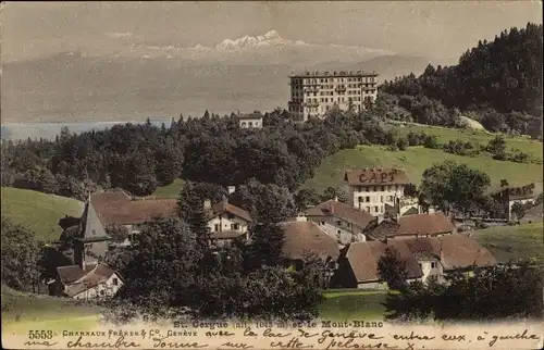 Ak Saint Cergue Kanton Waadt, Teilansicht mit Mont Blanc