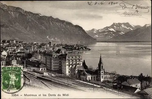 Ak Montreux Kanton Waadt Schweiz et les Dents du Midi