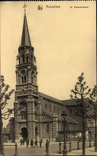 Ak Roeselare Roeselaere Rousselare Roulers Westflandern, St. Amanduskerk