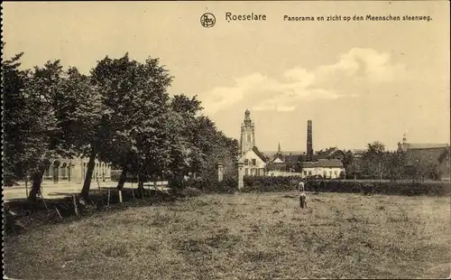 Ak Roeselare Roeselaere Rousselare Roulers Westflandern, Panorama, Meenschen steenweg