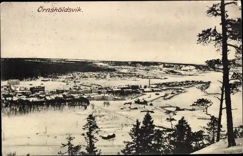 Ak Örnsköldsvik Schweden, Panorama, Winteransicht