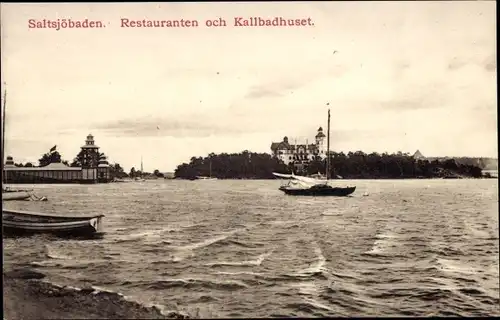 Ak Saltsjöbaden Schweden, Restauranten och Kallbadhuset, Schiff