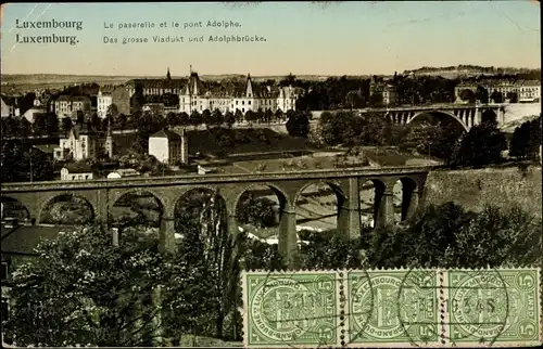 Ak Luxembourg, Le passerelle et le pont Adolphe