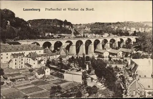 Ak Pfaffenthal Luxemburg, Viaduc du Nord, Häuser, Viadukt