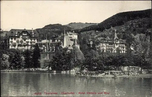 Ak Oberhofen am Thunersee Kanton Bern, Hotel Viktoria und Moy