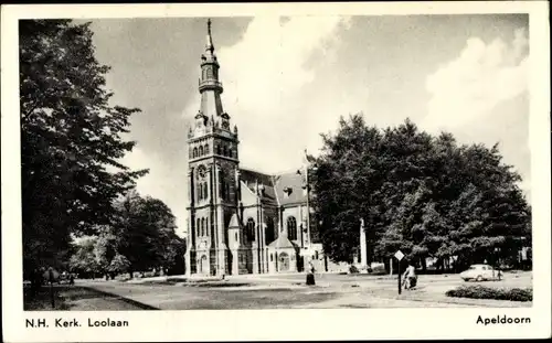 Ak Apeldoorn Gelderland, N. H. Kerk. Loolaan