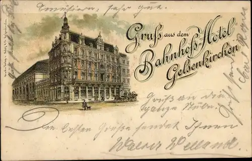 Litho Gelsenkirchen im Ruhrgebiet, Bahnhofshotel