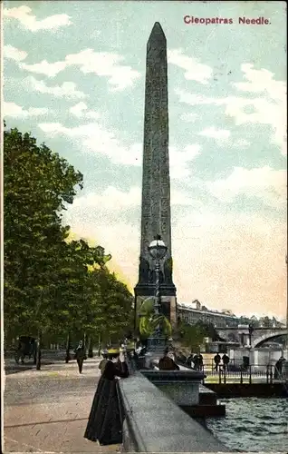 Ak London City, Cleopatras Needle, Obelisk