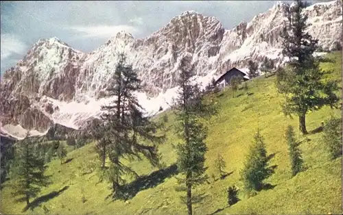 Ak Ramsau am Dachstein Steiermark, Dachstein-Südwände mit Austriahütte