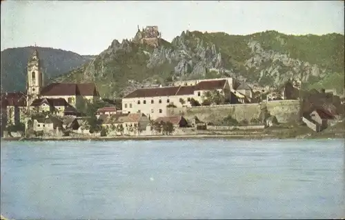 Ak Dürnstein an der Donau Wachau Niederösterreich, Teilansicht mit Burg St. Michael