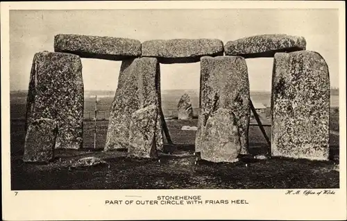 Ak Amesbury Wiltshire England, Stonehenge, Part of outer Circle with Friars Heel