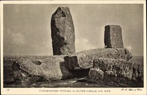 Ak Amesbury Wiltshire England, Stonehenge, Stones in Outer Circle N.W. Side