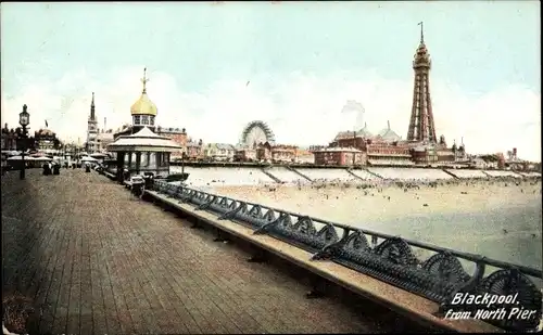 Ak Blackpool North West, from North Pier, Turm, Strand