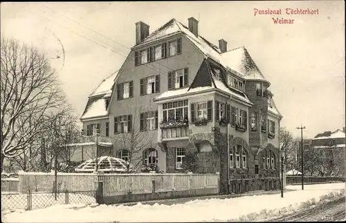 Ak Weimar in Thüringen, Ansicht vom Pensionar Töchterhort, Winter