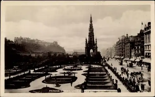 Ak Edinburgh Schottland, Princes Street, looking West