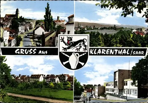 Wappen Ak Klarenthal Saarbrücken Saarland, Straßenpartie, Ortspartie, Häuserpartie