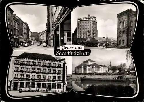 Ak Saarbrücken im Saarland, Straßenpartie, Häuserpartie, Saalepartie